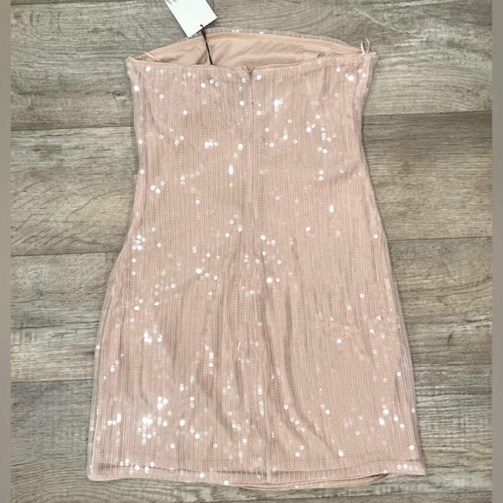 ZARA Strapless Sequin Mini Dress NWT Pink Size L - Picture 16 of 16